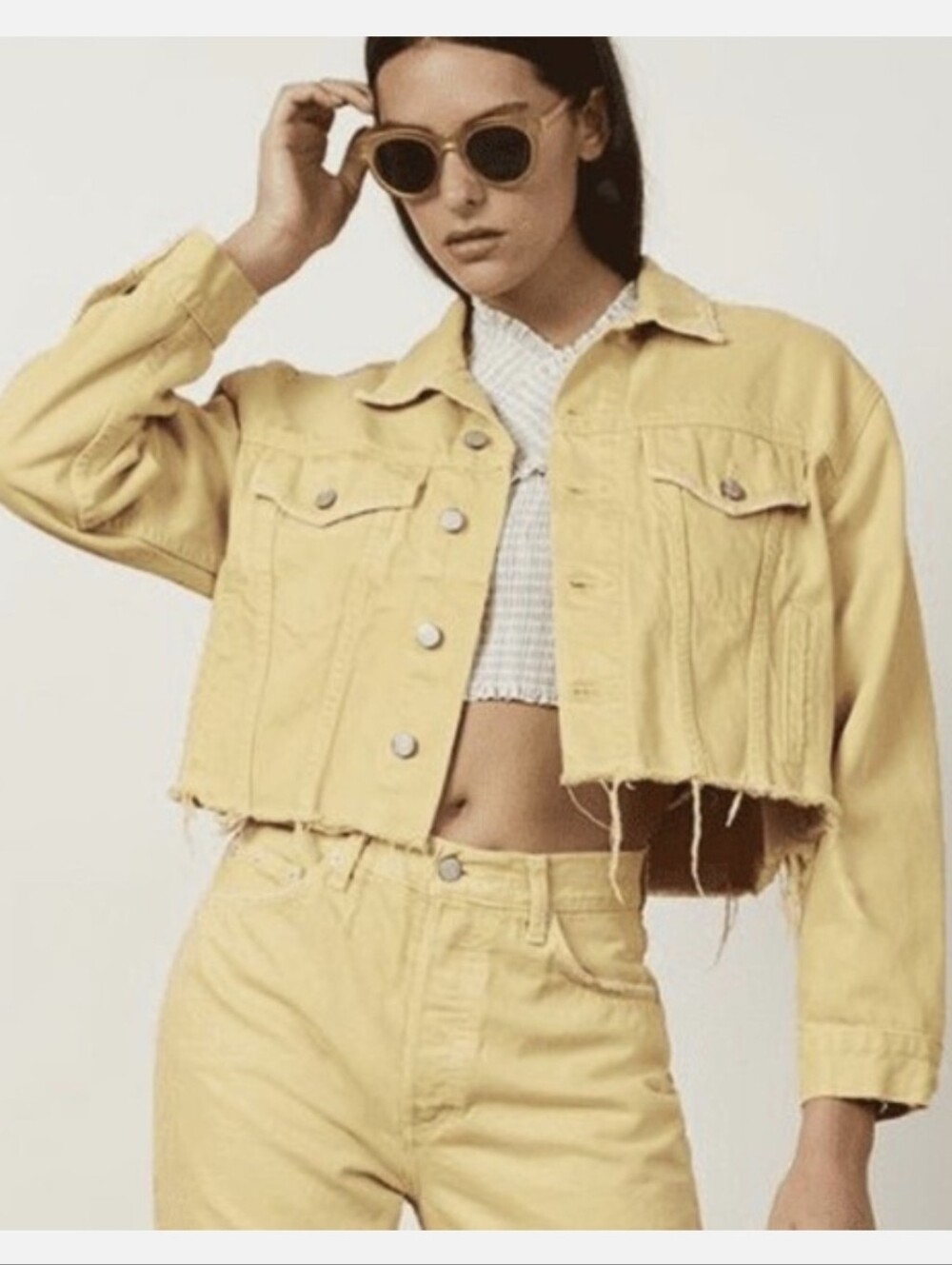 Boyish The Harvey Cropped Honey Yellow Denim Jacket Size XS